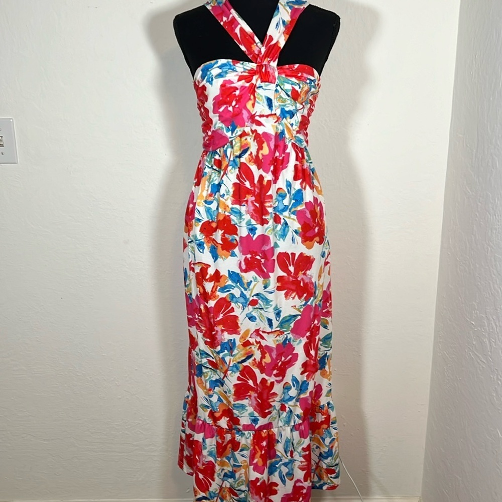 Grace Karin floral maxi dress with halter neck, size small S‎